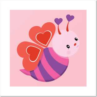 Cute Bee Valentine's day Design Posters and Art